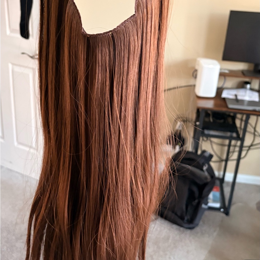 That Hair Co Halo extensions - 22” dark brown - wavy & straight (never worn) - Picture 3 of 4